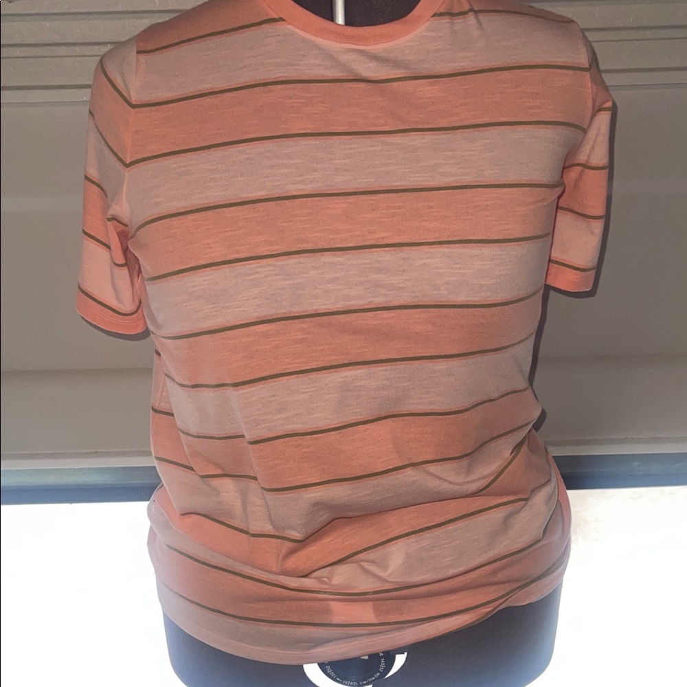 Lane Bryant Orange and Beige Striped Short Sleeve Tee